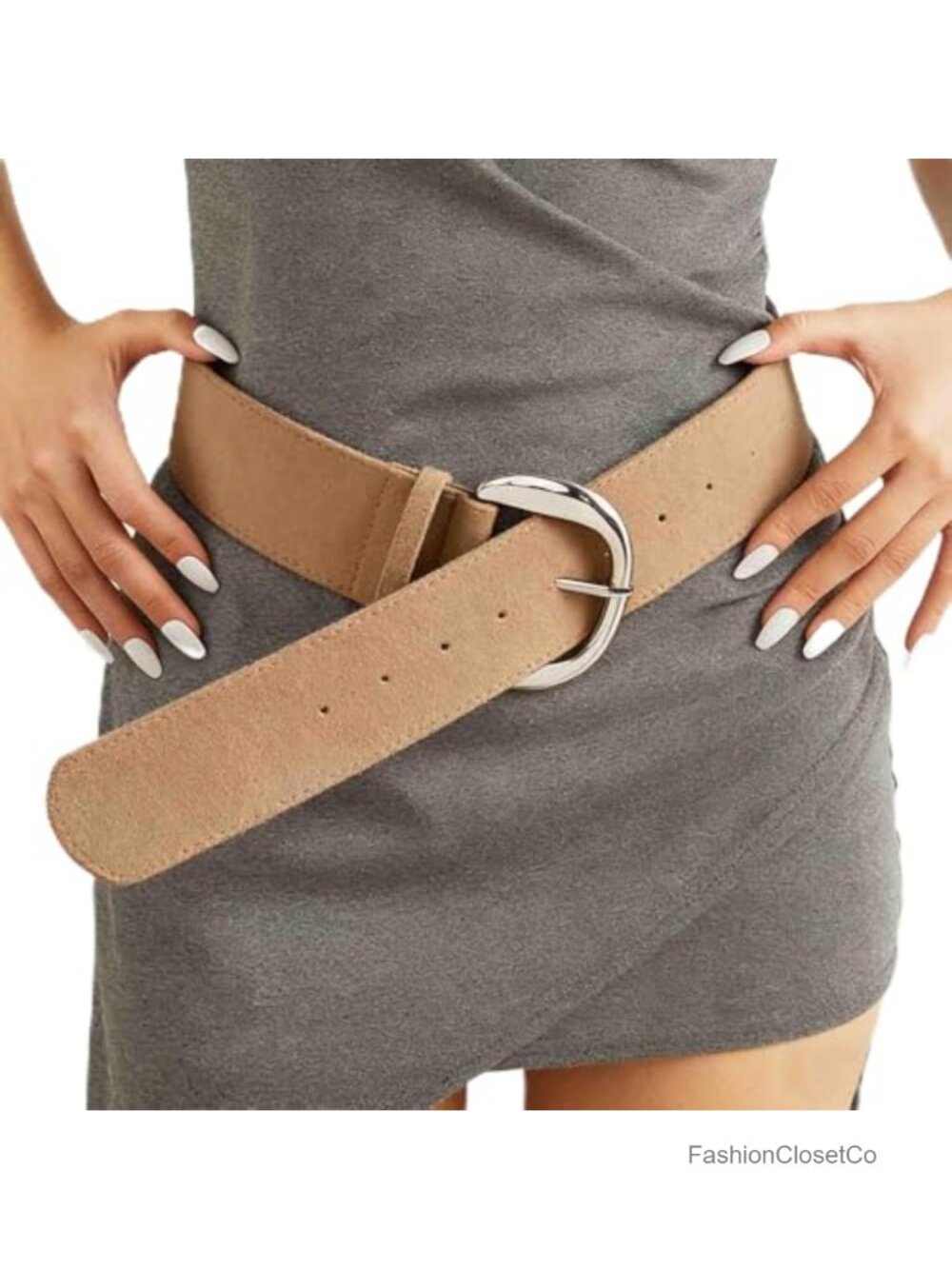 Suede Leather Wide Chunky Belt Adjustable Retro Waist Belt for Women